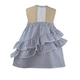 Adrienne Baby Girls Gray Striped Dress with Cardigan