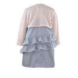 Adrienne Baby Girls Gray Striped Dress with Cardigan