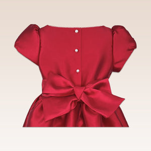 Astrid Girls Red Party Dress with Ribbons at Front
