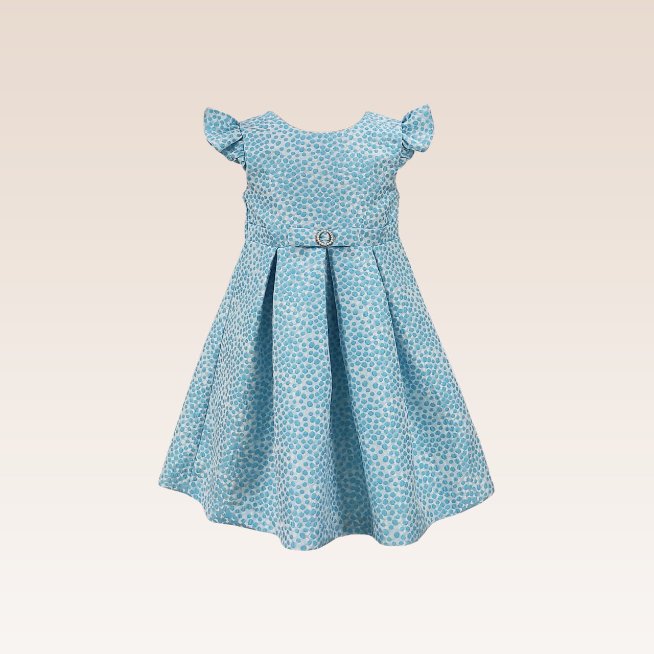 Giselle Girls Teal Textured Party Dress with Cutout Back