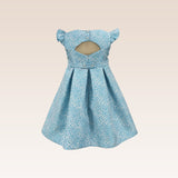 Giselle Girls Teal Textured Party Dress with Cutout Back