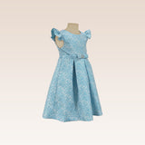 Giselle Girls Teal Textured Party Dress with Cutout Back