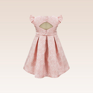 Giselle Girls Peach Textured Party Dress with Cutout Back
