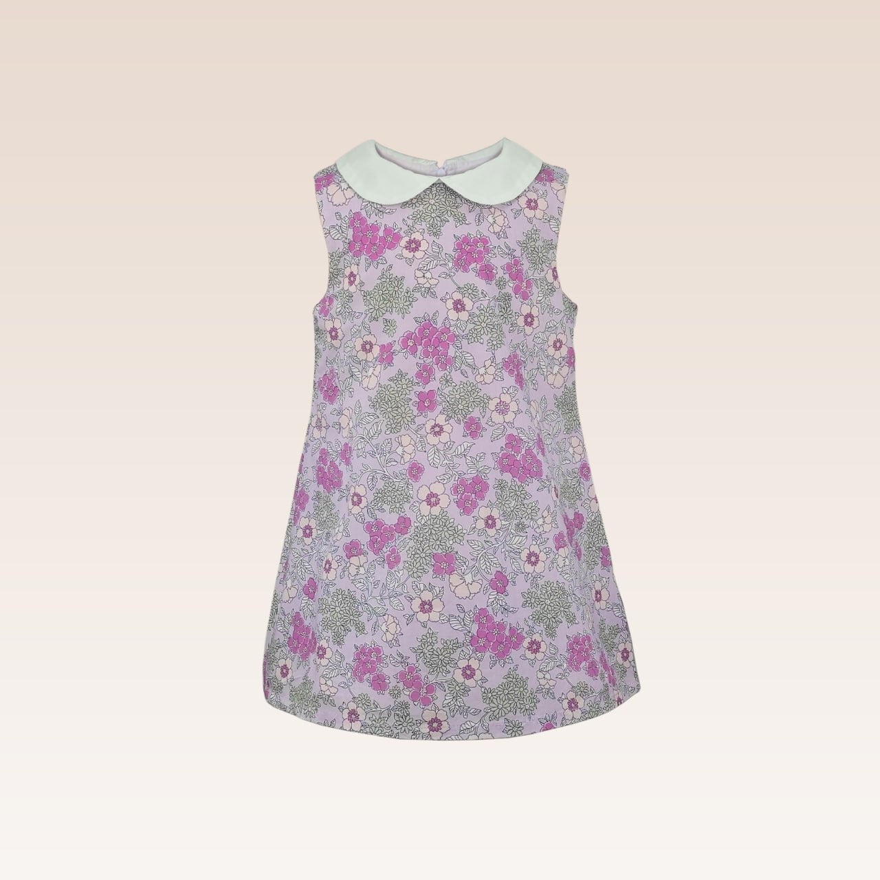 Ellaine Girls Printed Floral Lilac Shift dress with Collar
