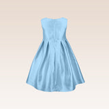 Thess Girls Lt. Blue Bejewelled Neck and Buckle Detail Party Dress