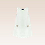 Michy Girls Ivory A-line Jumper Dress with Buckles