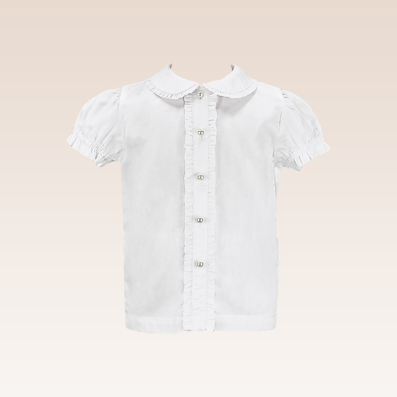 Carol Baby Girls Ivory Collar w/ Ruffle Buttoned-down Placket w/ Pearl Button Blouse
