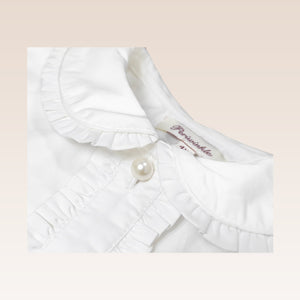 Carol Baby Girls Ivory Collar w/ Ruffle Buttoned-down Placket w/ Pearl Button Blouse