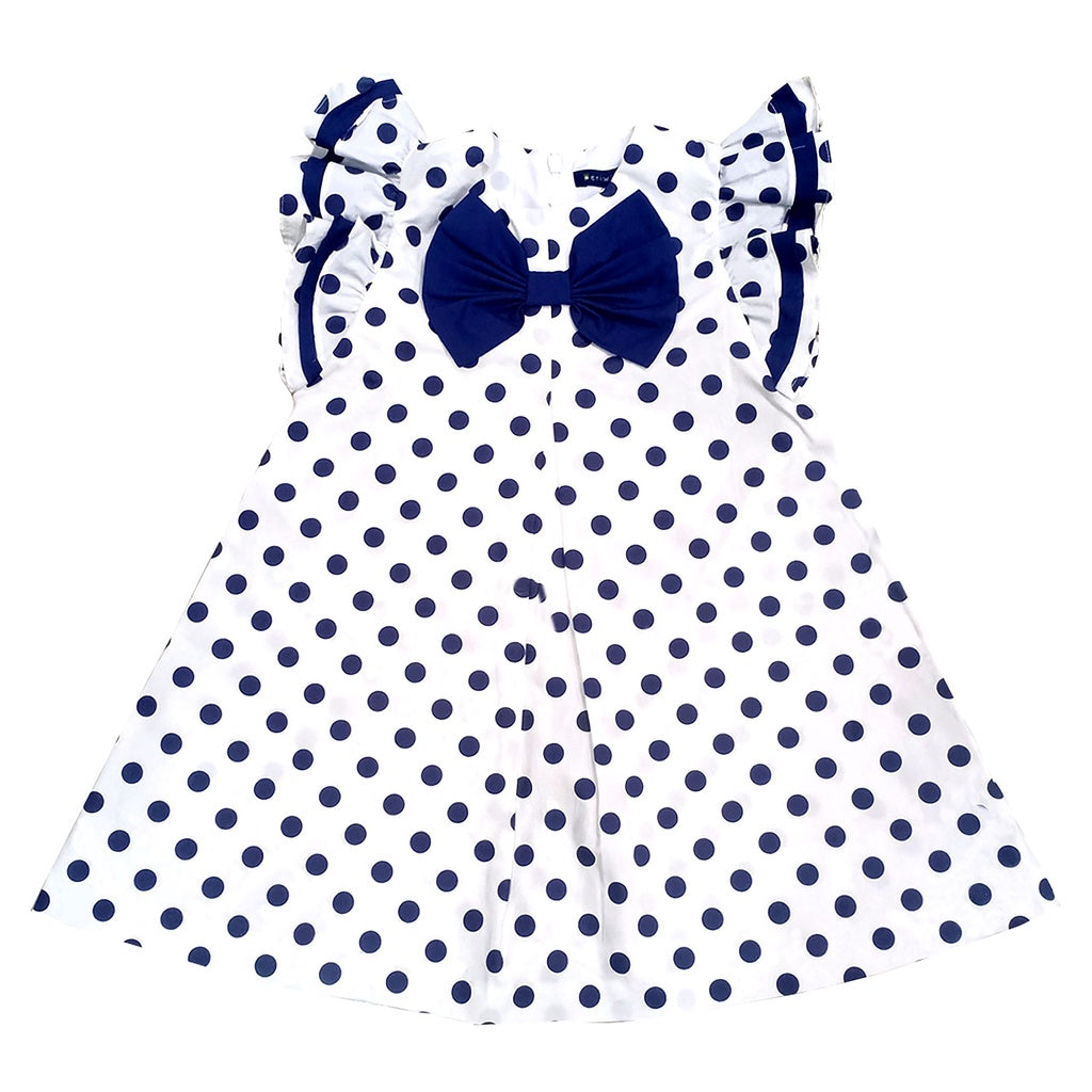 Elise Flutter Sleeves Dress with Polka Dots Print