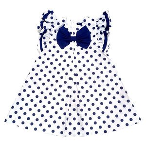 Elise Flutter Sleeves Dress with Polka Dots Print