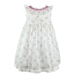 Nora Pink Binding Hand smocked dress with diaper cover