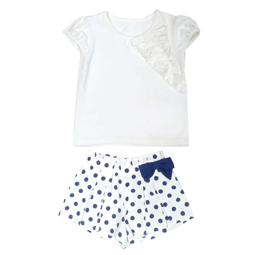 Eunice White Top and Polka Dots Short Set
