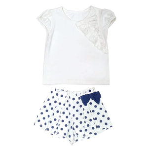 Eunice White Top and Polka Dots Short Set